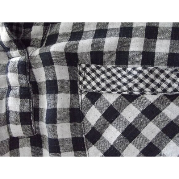 Christopher & Banks Blouse Womens Large Blue Plaid tunic v-neck rayon country - Picture 7 of 15